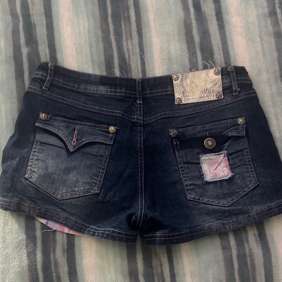 Raw Blue Dark Blue Distressed Jean Shorts - Picture 3 of 6